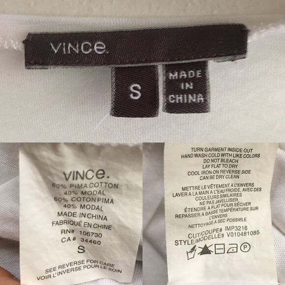 Vince Cotton Modal Oversized Cocoon Tee - White (S) - Picture 5 of 5